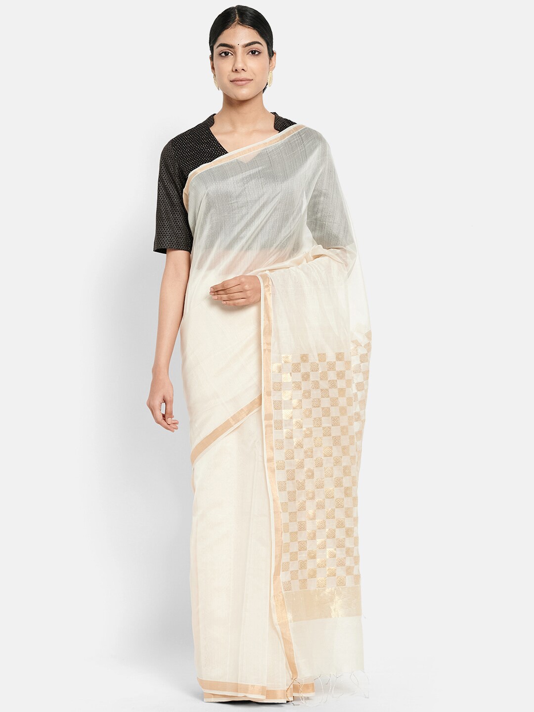 Buy Fabindia Women's Hand Woven Cotton Saree Pink at Amazon.in