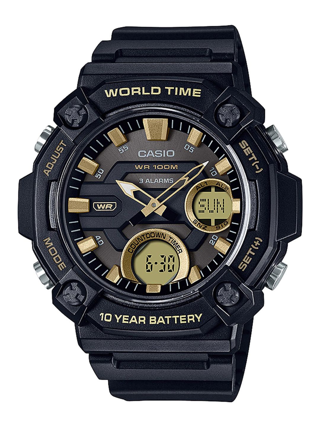CASIO Men Gold-Toned Patterned Dial Analogue & Digital Watch - AEQ-120W-9AVDF-picture-52