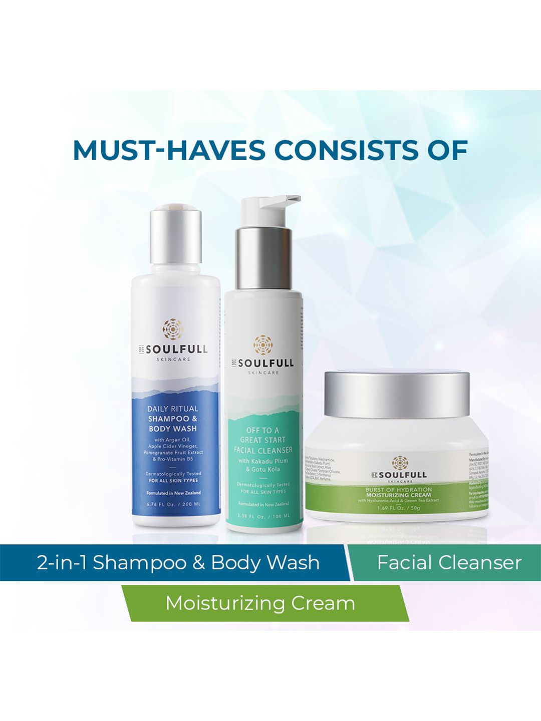 BE SOULFULL  Set of Face Cleanser - Moisturizing Cream - Shampoo Body Wash-picture-34