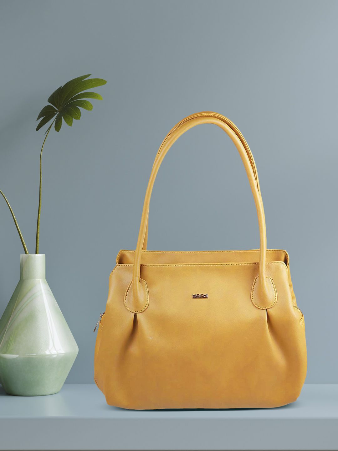Mochi Women Yellow Solid Shopper Shoulder Bag-picture-10