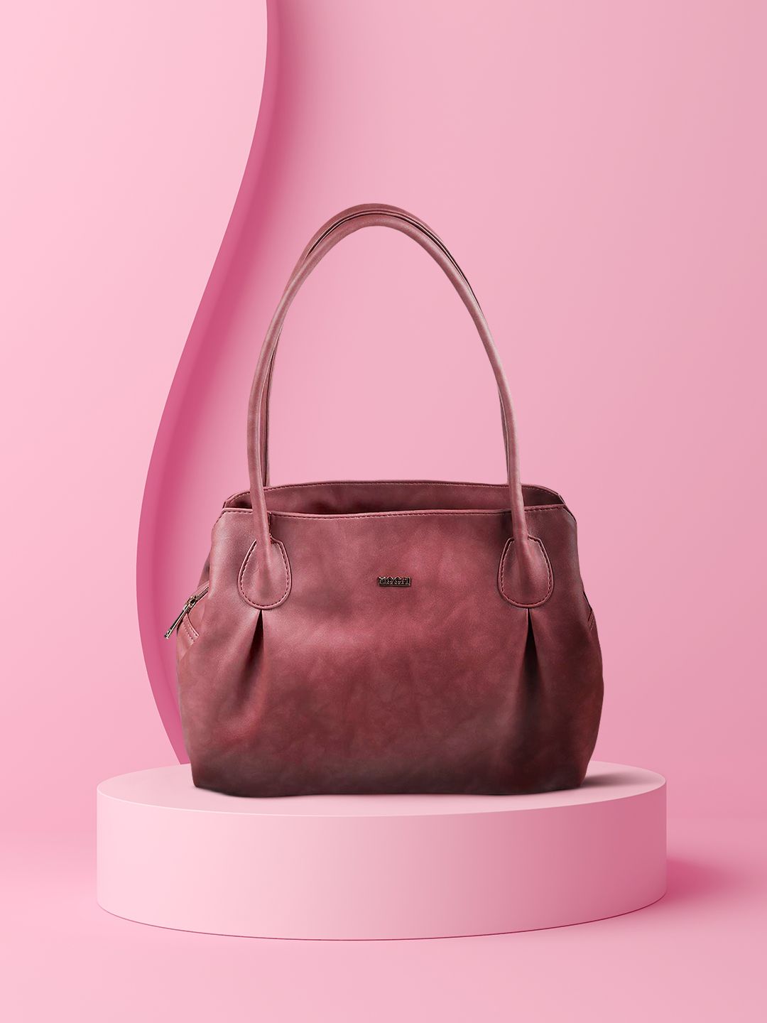 Mochi Peach-Coloured Structured Shoulder Bag-image-6