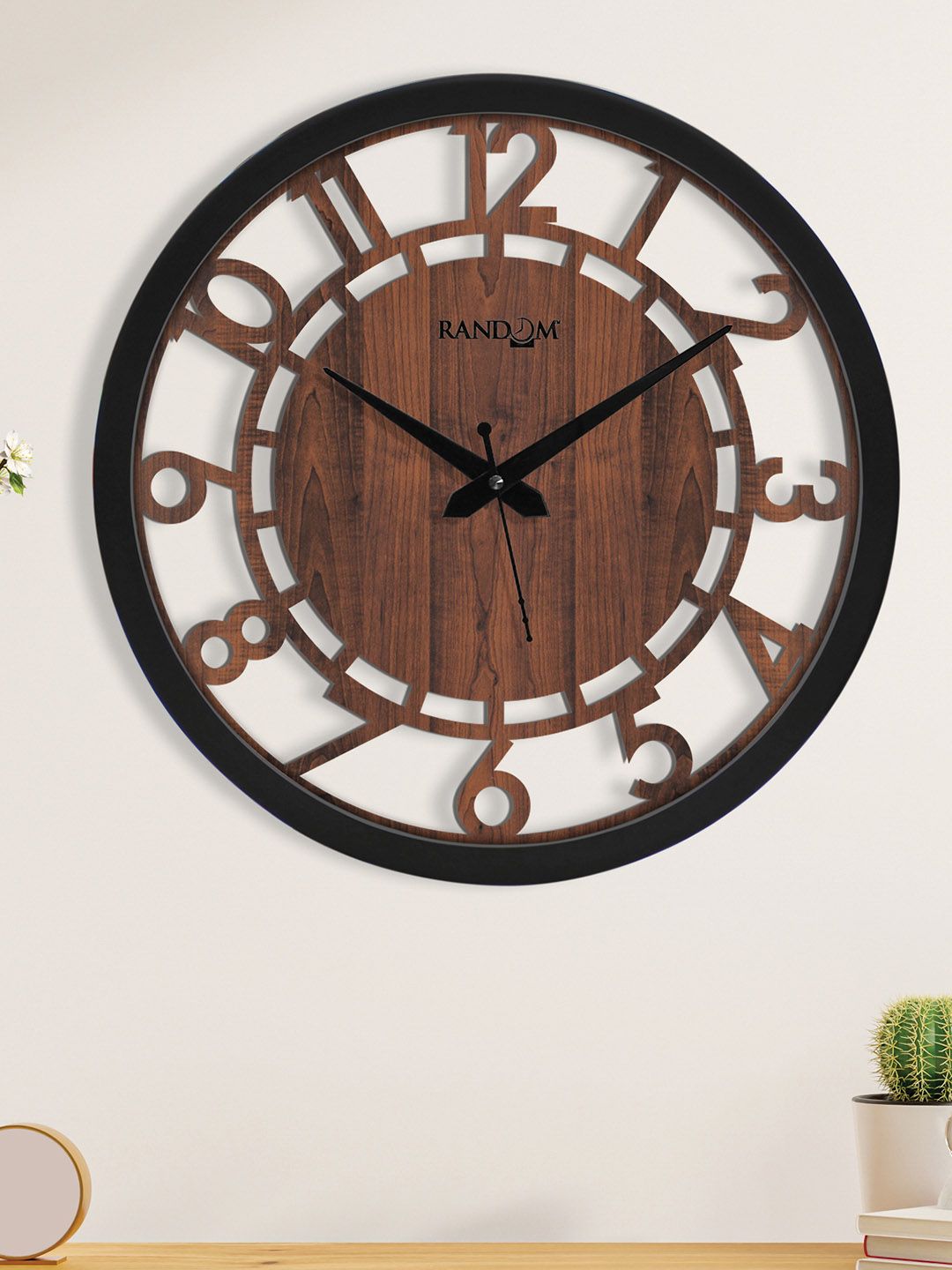 RANDOM Coffee Brown & Black 12 Inch Analogue Wall Clock-image-48