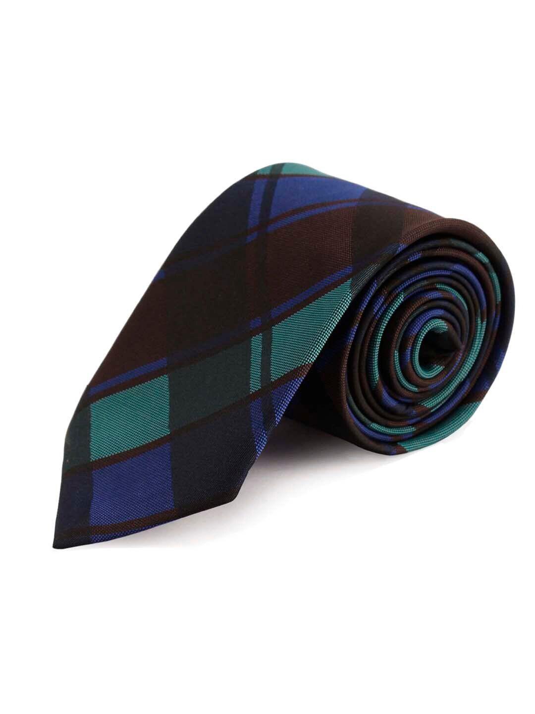 PELUCHE Men Green & Blue Checked Broad Tie-picture-52