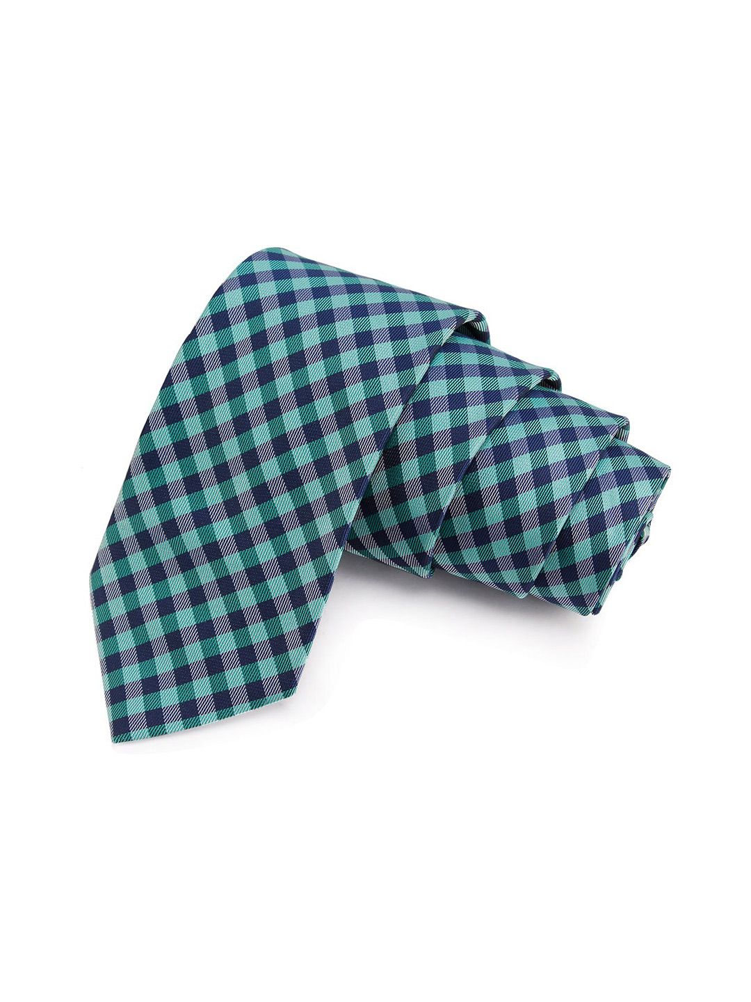 PELUCHE Men Green & Blue Checked Broad Tie-picture-13