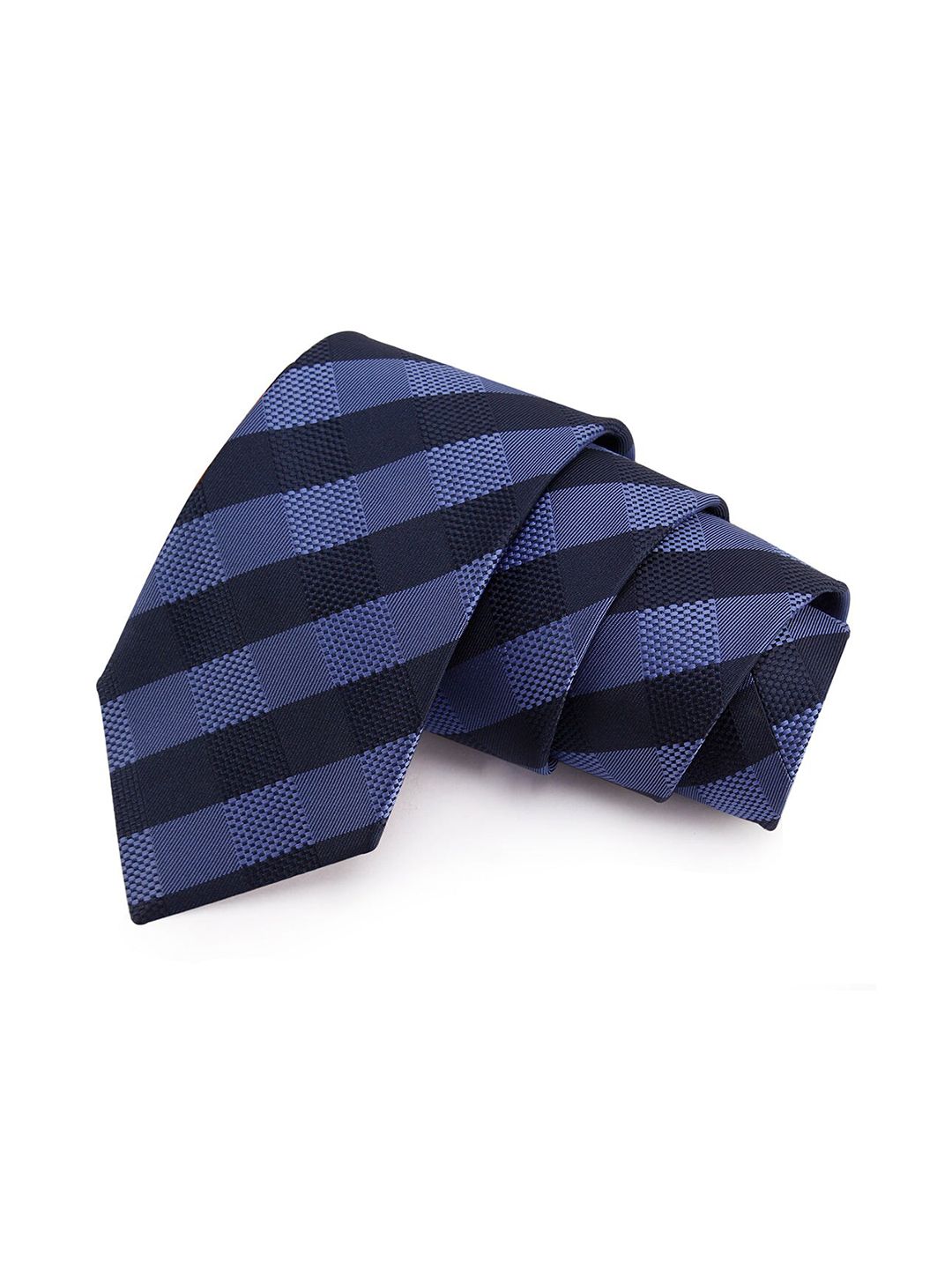 PELUCHE Men Blue & Black Checked Broad Tie-picture-33