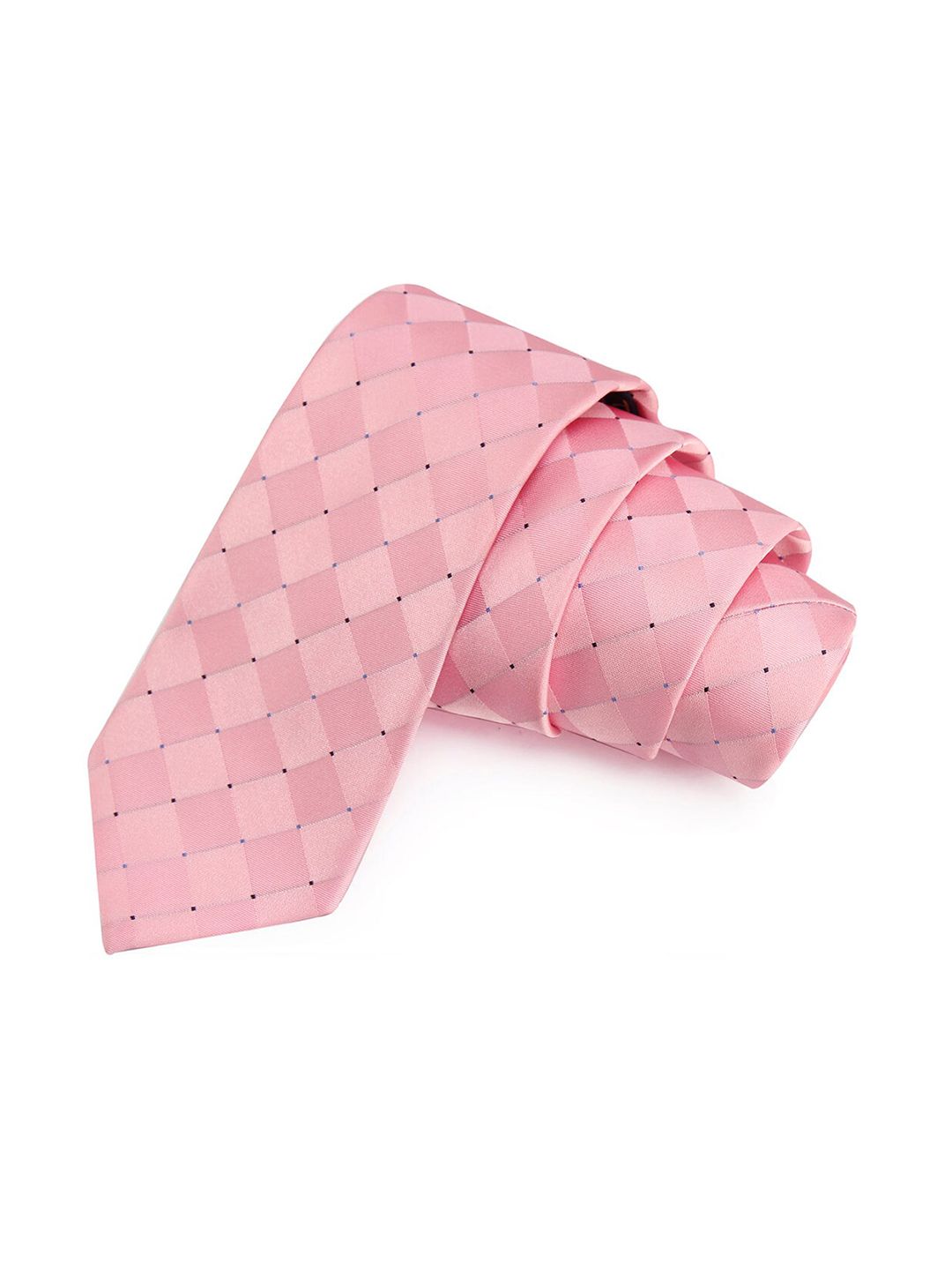 PELUCHE Men Pink Checked Broad Tie