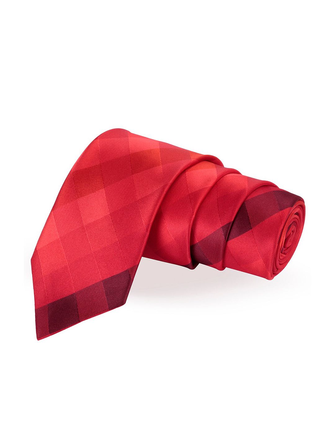 PELUCHE Men Red Checked Broad Tie-image-9