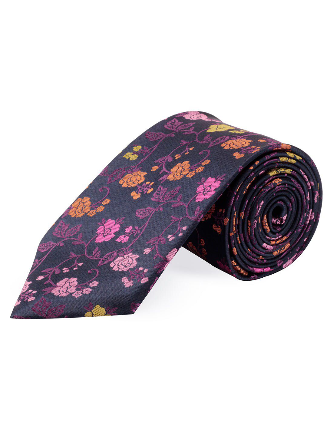 PELUCHE Men Violet & Multicoloured Woven Design Broad Tie-image-48