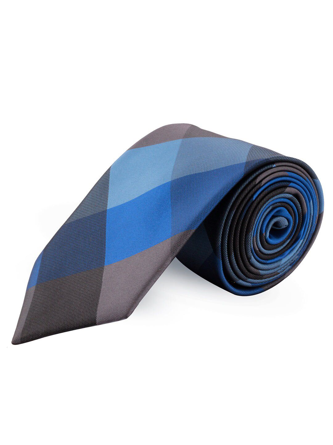 PELUCHE Men Blue & Black Checked Broad Tie-picture-30