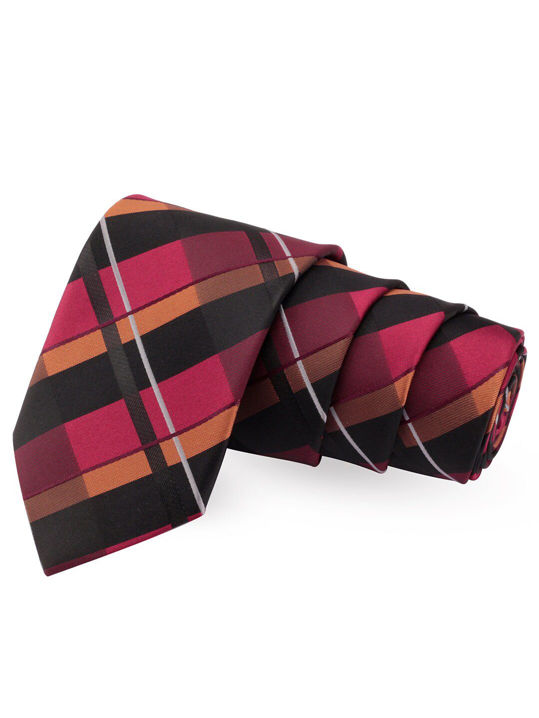 PELUCHE Men Black & Black Checked Skinny Tie-picture-26