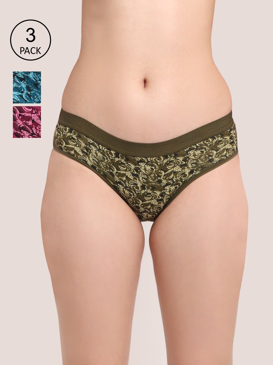 Friskers Women Pack of 3 Printed Premium Cotton Hipster Briefs - O-322-38-20-34-S-image-10