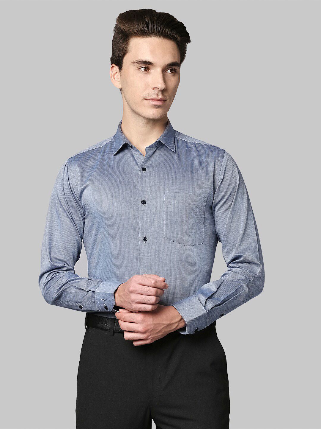Park Avenue Men Blue Slim Fit Checked Cotton Formal Shirt-picture-55
