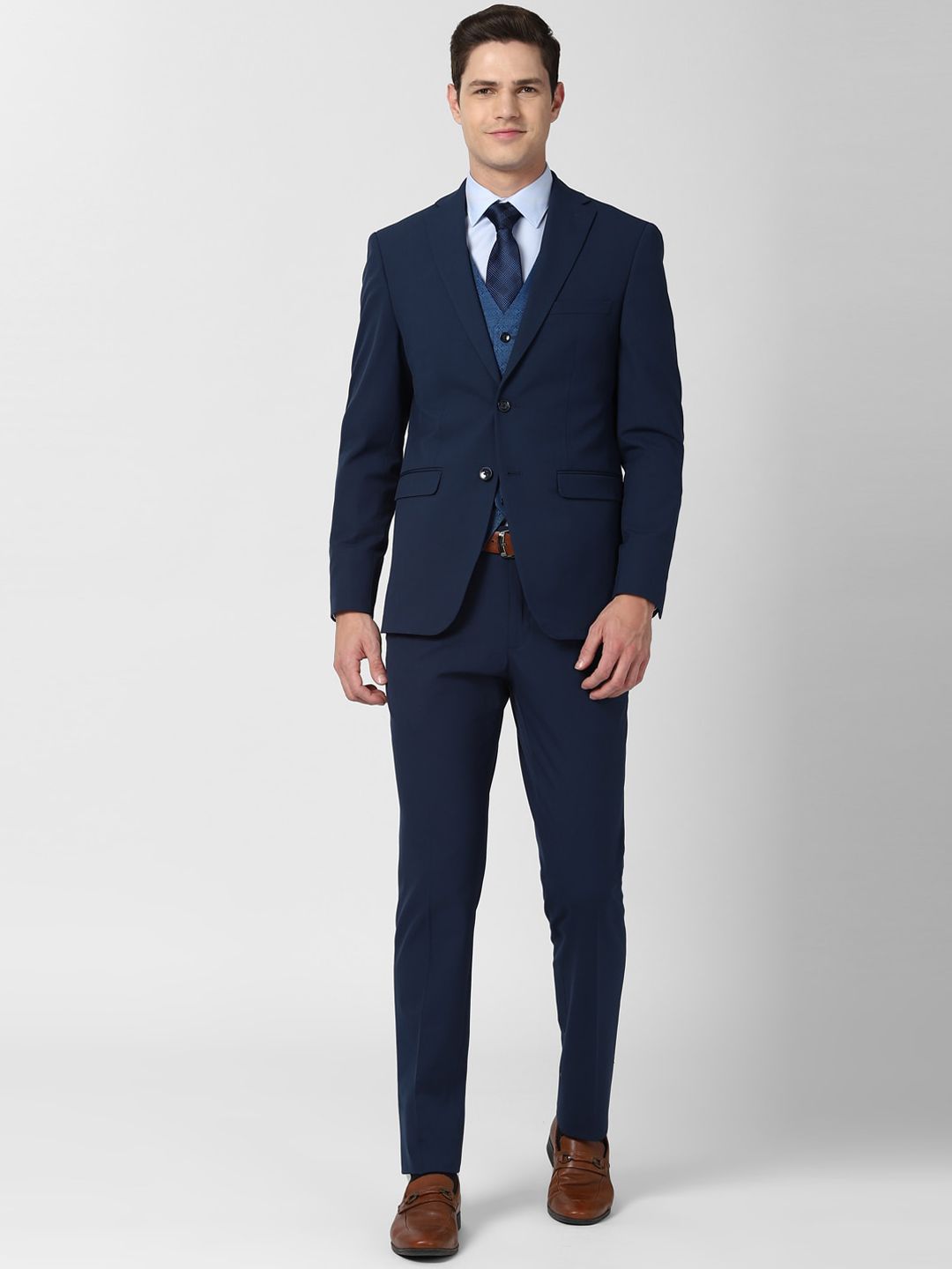 Peter England Elite Men Navy Blue Solid Slim-Fit Suits-picture-17