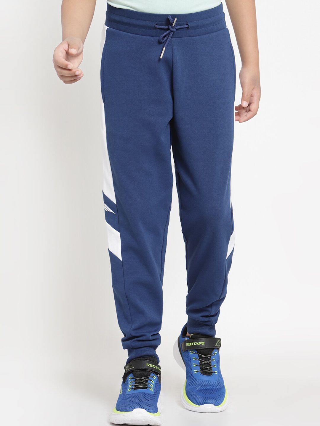 Red Tape Boys Blue & White Colorblocked Joggers-picture-26