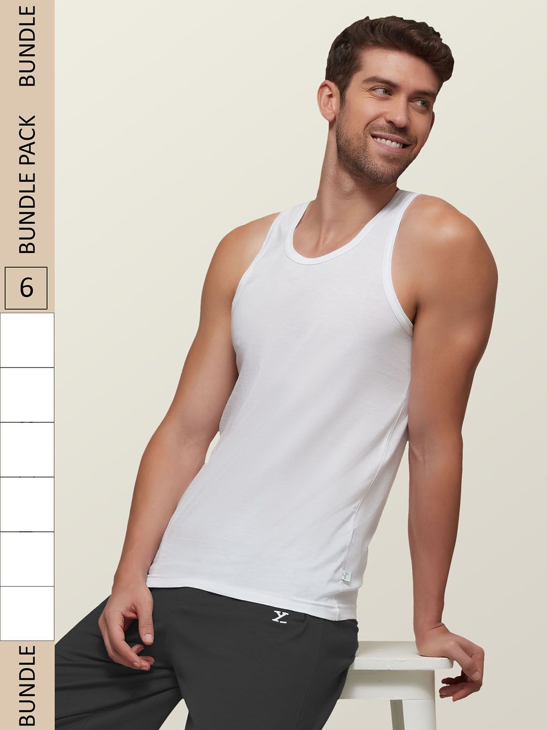 XYXX Men Pack Of 6 White Solid Innerwear Vests-image-15