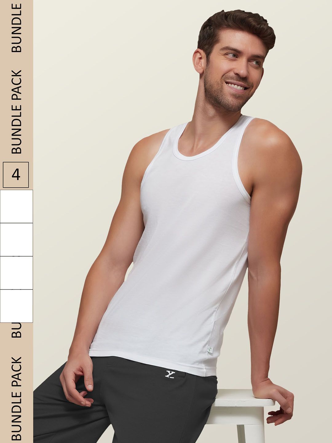 XYXX Men White Set Of 4 Solid Cotton Innerwear Vests-picture-38