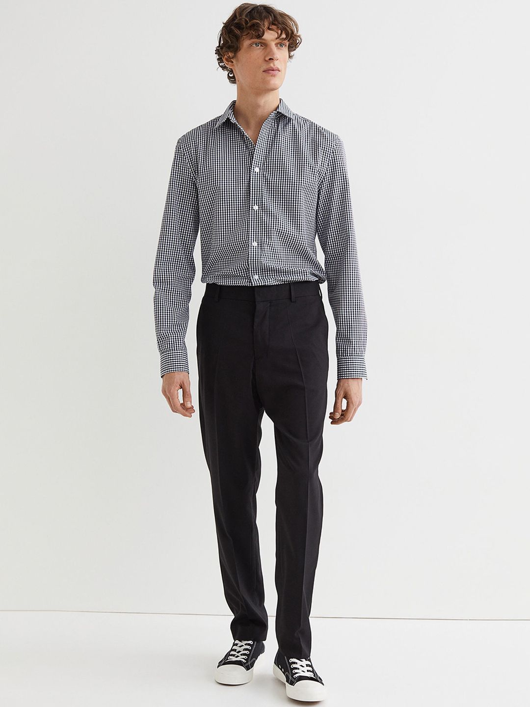H&M Men Black Solid Regular Fit Suit trousers - Price History