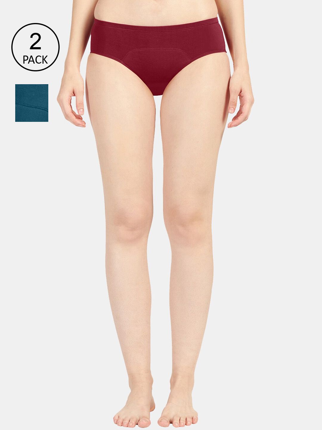 Sonari Women Coffee Brown & Maroon Pack Of 2 Solid Period Briefs-picture-33