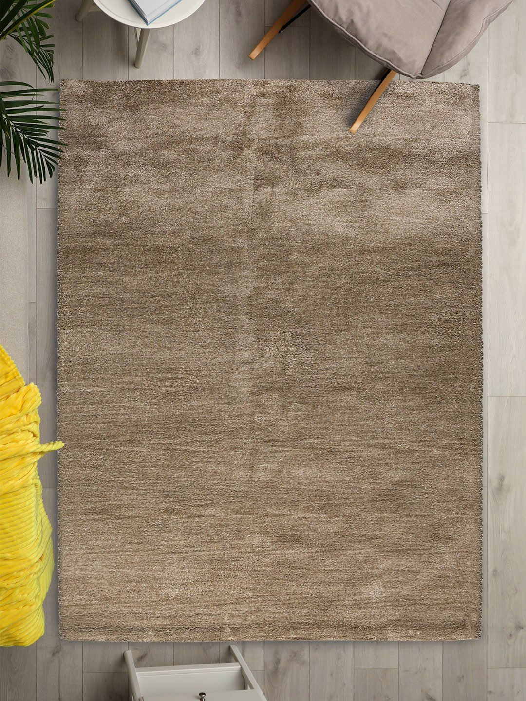 Saral Home Beige Solid Microfiber Carpet-picture-38