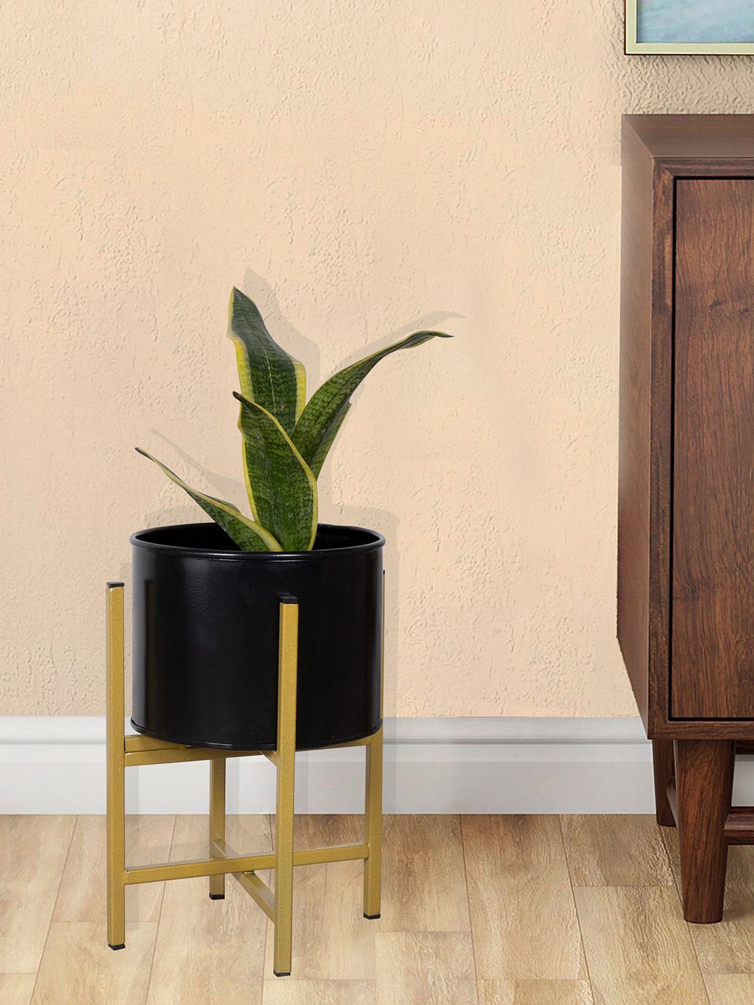 Homesake Black & Gold-Toned Metal Planter Pot with Stand-picture-51