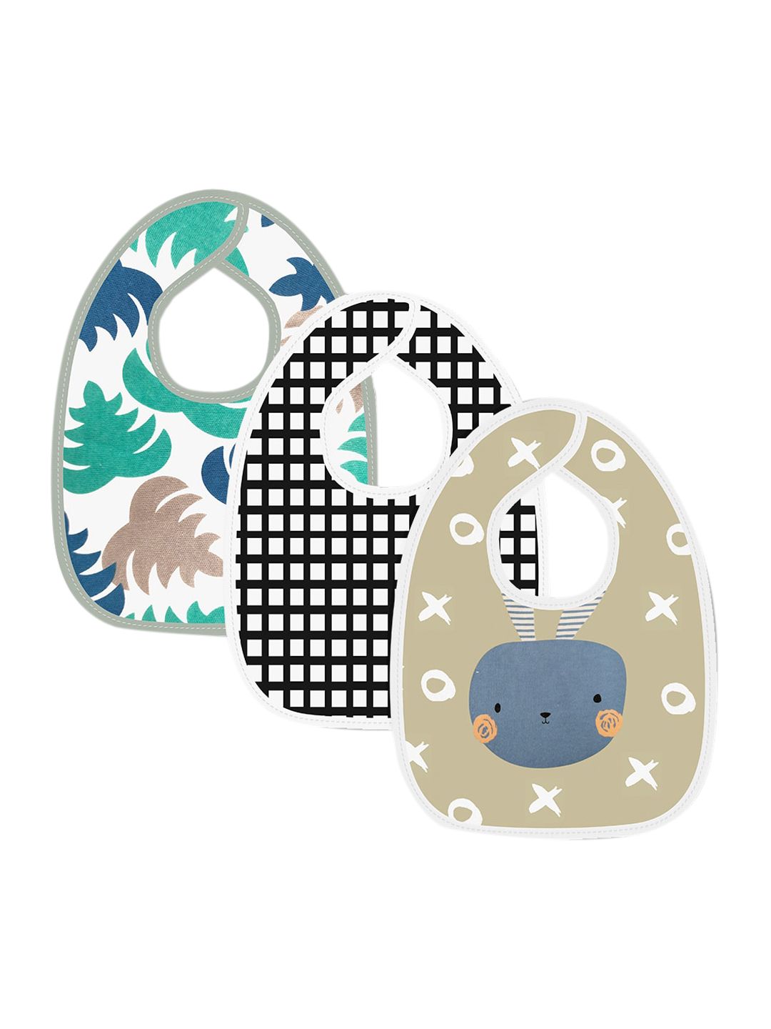 Moms Home Unisex Pack of 3 Pure Cotton Printed Bibs-picture-27