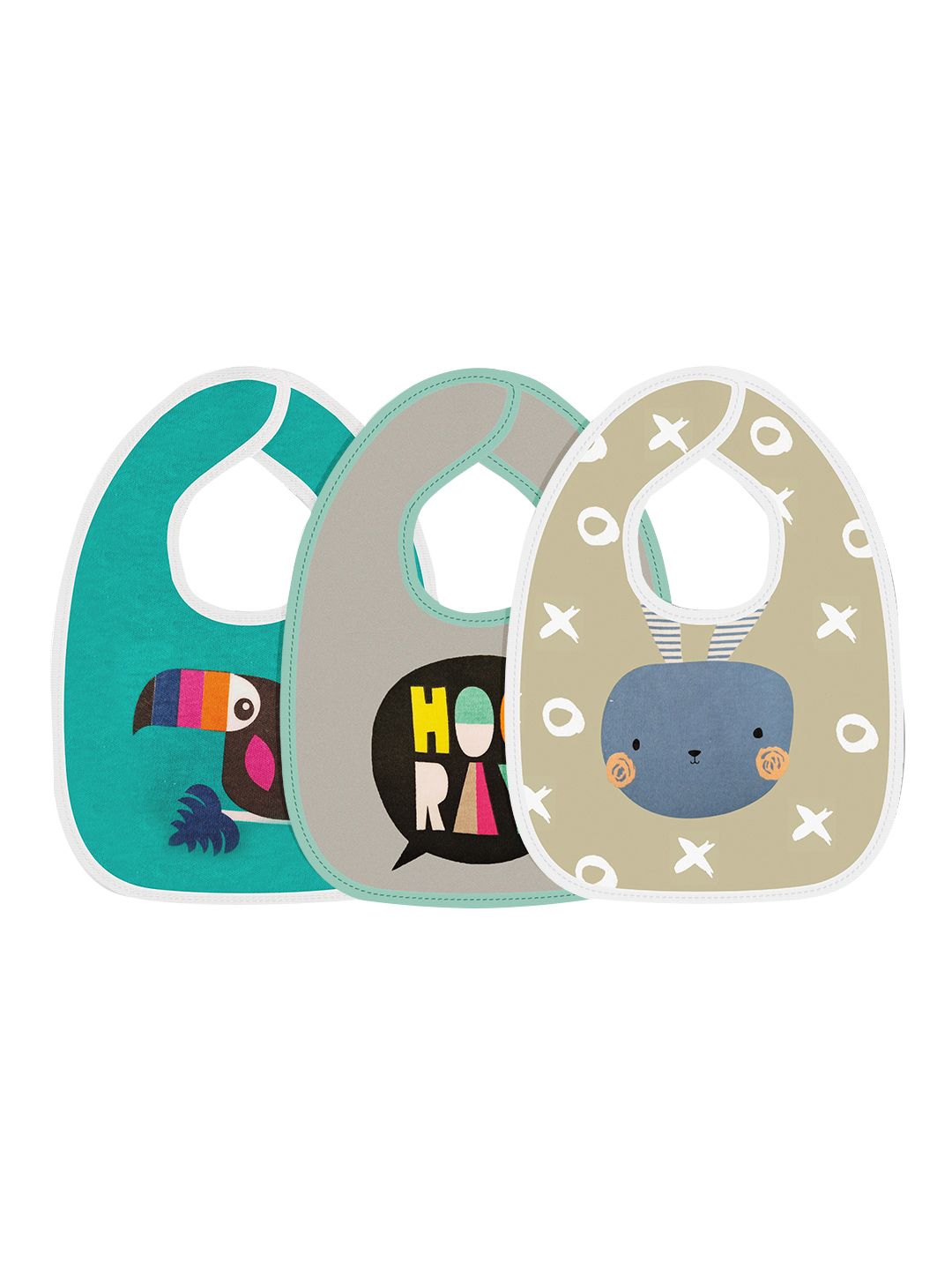 Moms Home Infants Kids Multicolored Pack of 3 Printed  Pure Cotton Bibs-picture-28