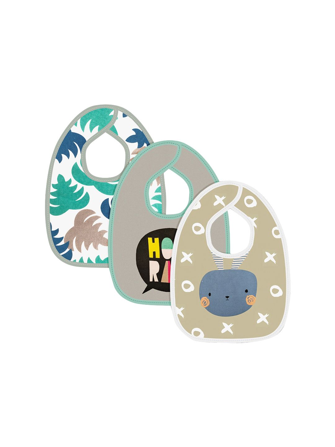 Moms Home Infant Kids Pack Of 3 Printed Cotton Bibs-picture-37