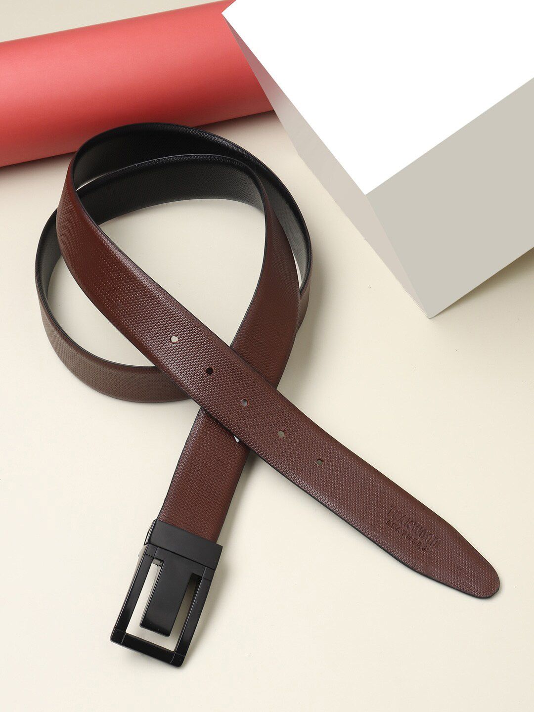 Teakwood Leathers Men Black & Brown Set Of 2 Leather Belt-picture-24