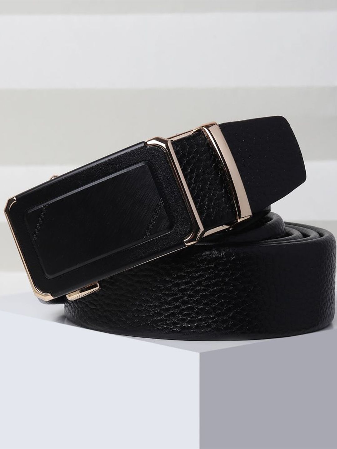 Kastner Men Black Textured Autolock Formal Belt-picture-44