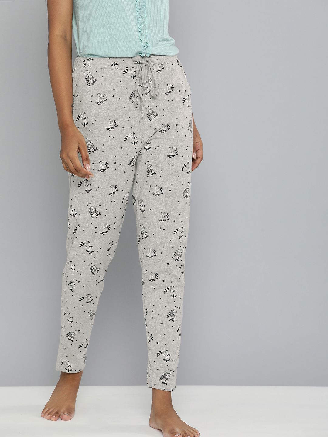 Buy HERE&NOW HERE&NOW Women Grey & Black Printed Lounge Pants at Redfynd