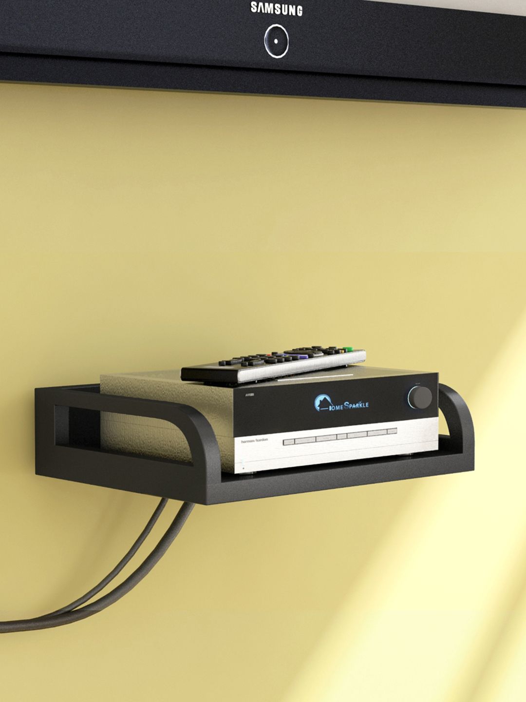 Home Sparkle Black Set Top Box Holder