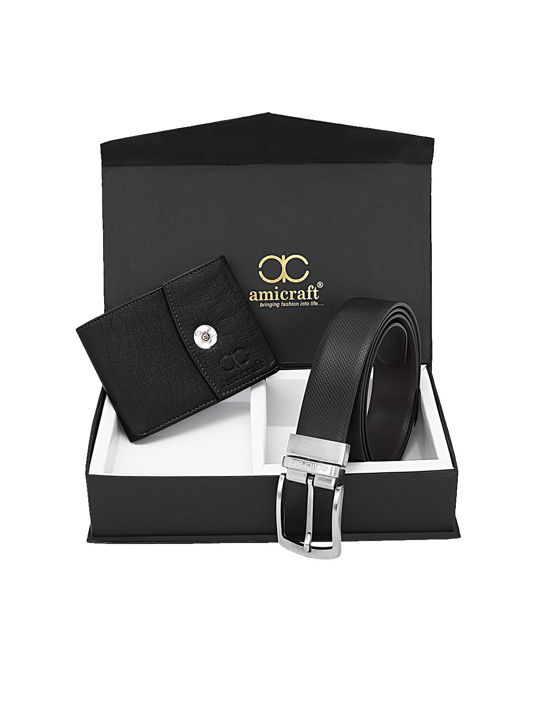 amicraft Men Black Solid Accessory Gift Set-picture-36
