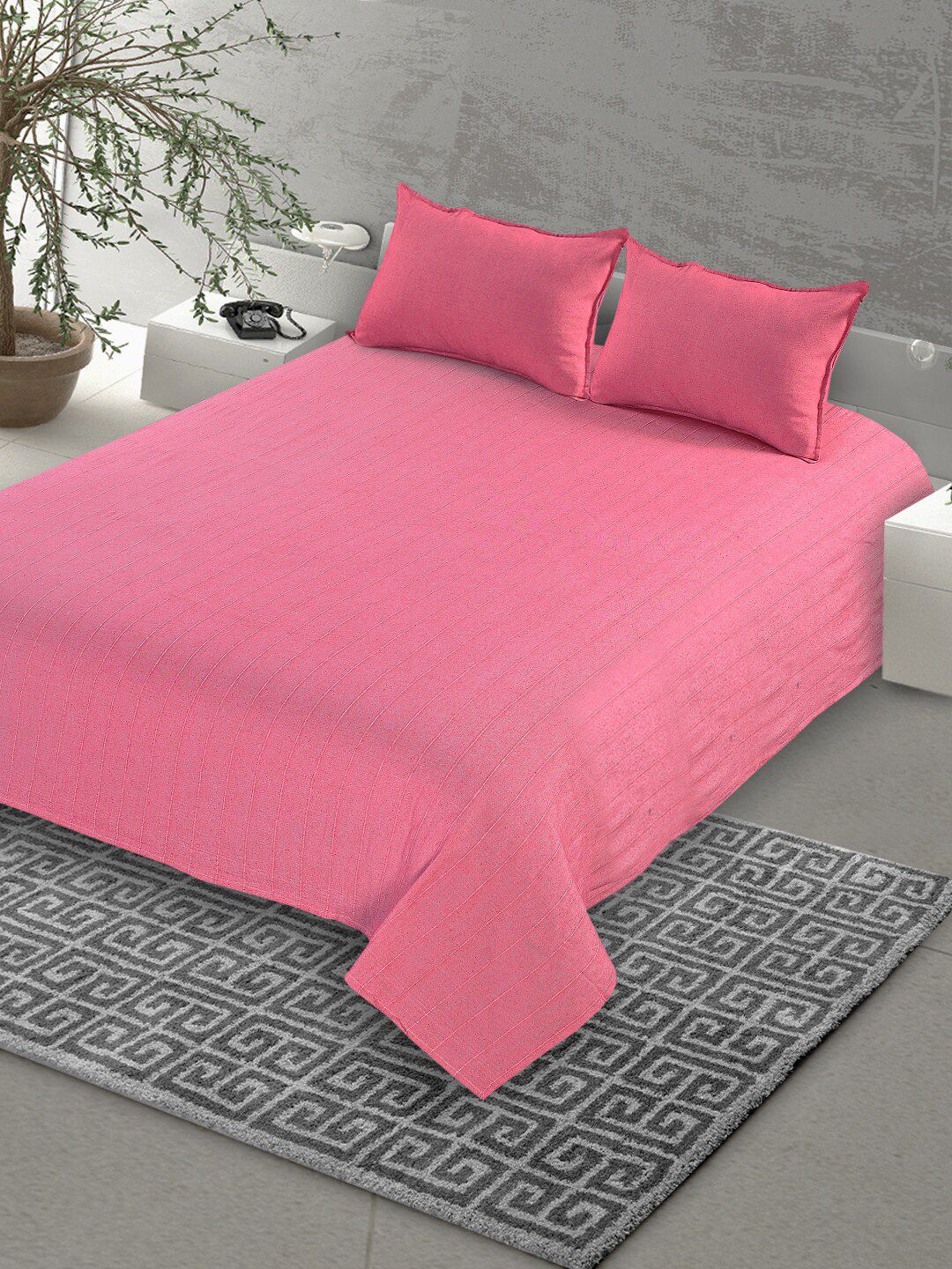 Saral Home Pink 160 TC Cotton King Bedsheet with 2 Pillow Covers-image-21