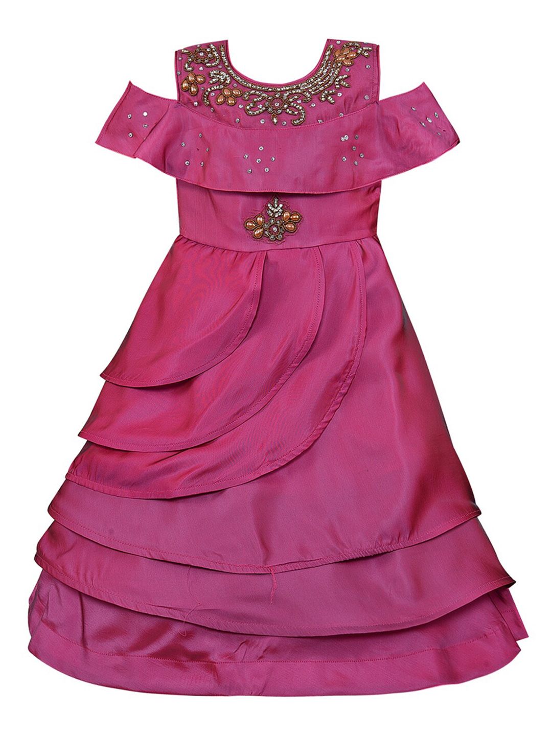 Wish Karo Girls Purple Embellished Satin Gown Dress-picture-38