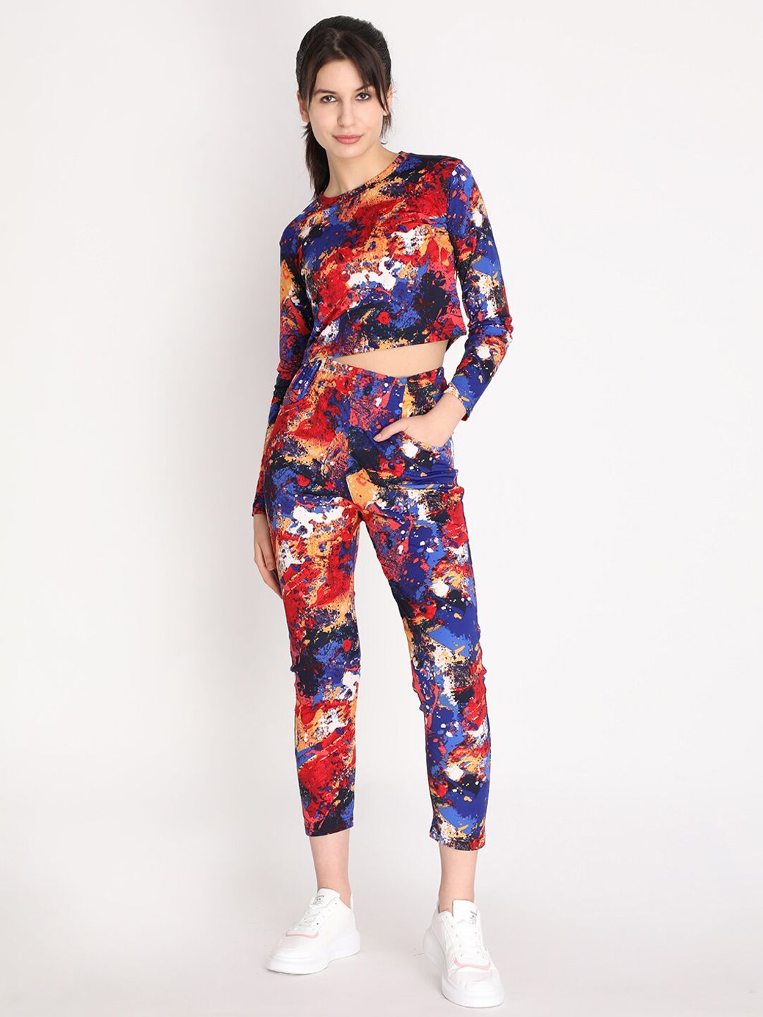 Buy CHKOKKO Red & Blue Printed Crop Top - Tops for Women 17561884