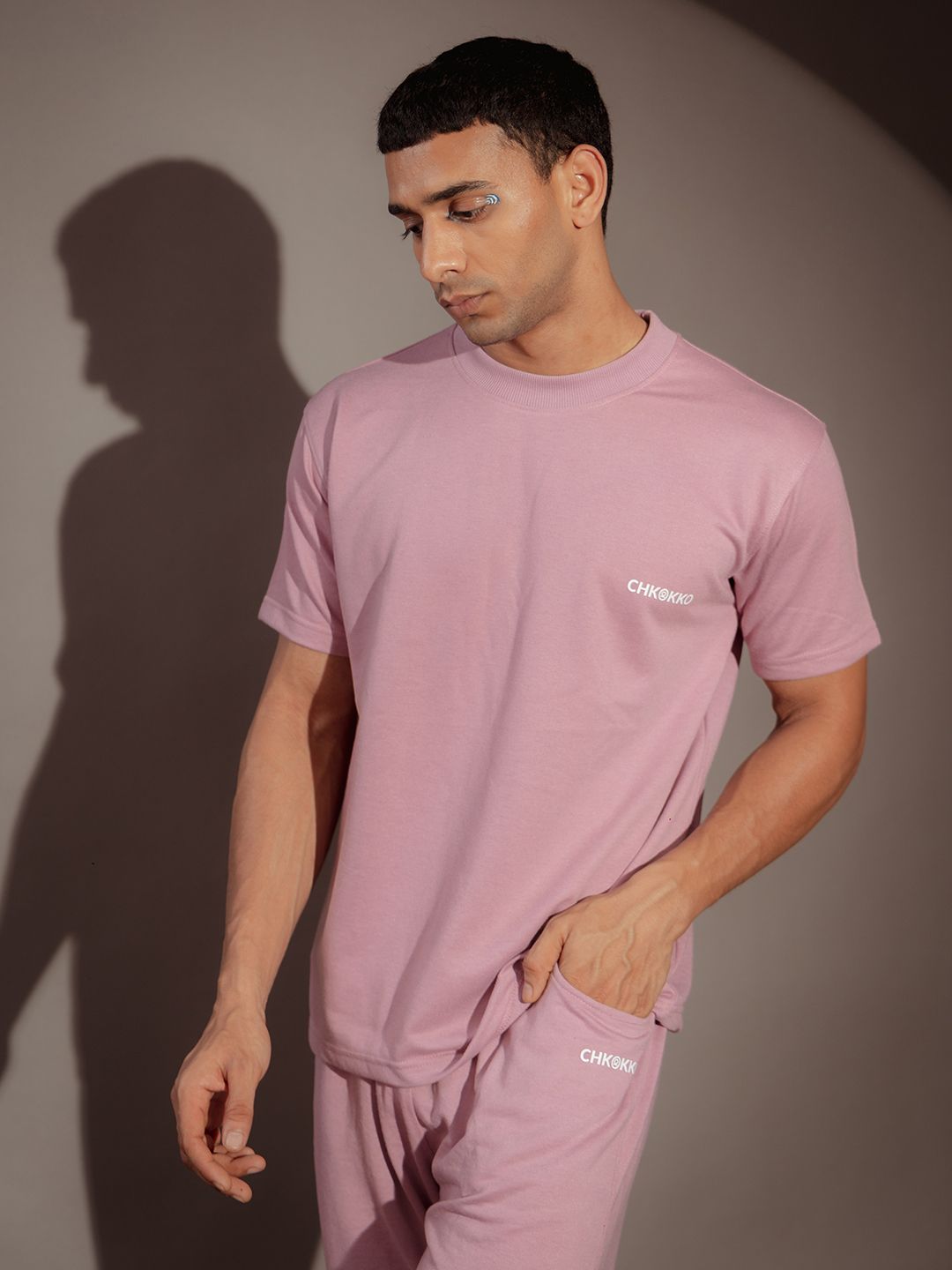 Chkokko Men Pink Outdoor T-shirt-image-2