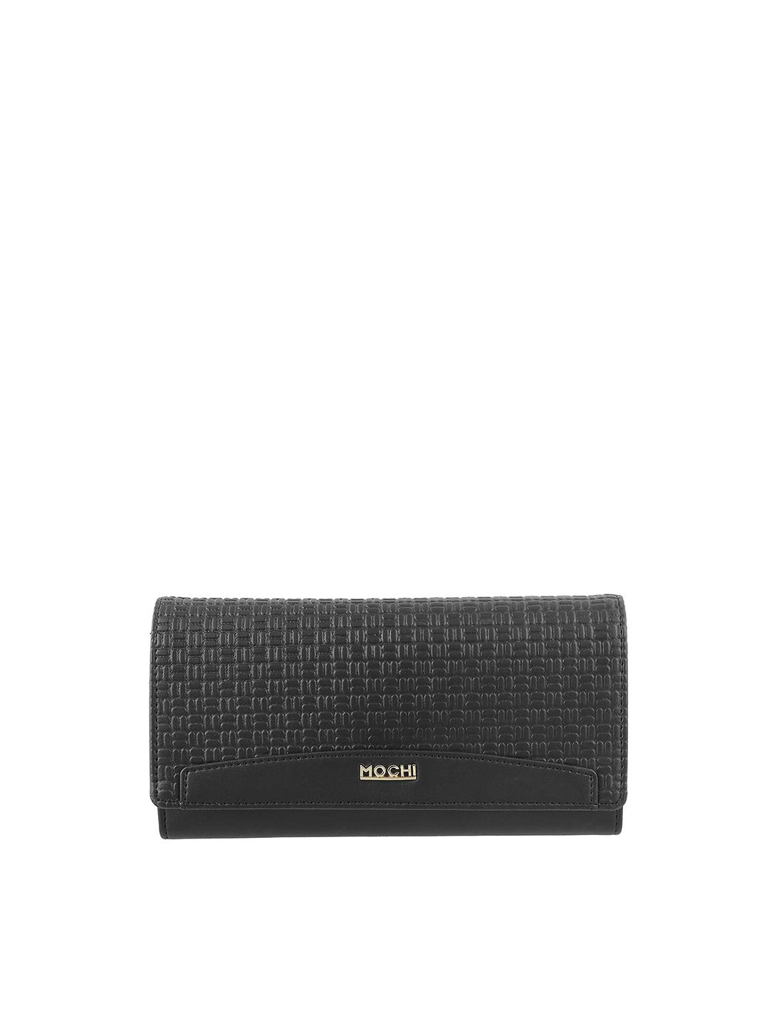 Mochi Black Textured Envelope Clutch-picture-15