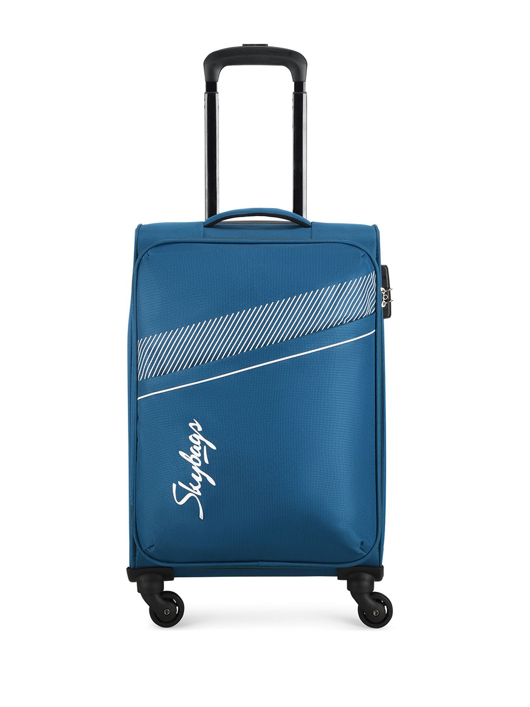 Skybags Unisex Blue Solid Soft 4 Wheels 360-Degree Rotation Soft Cabin Trolley Bag