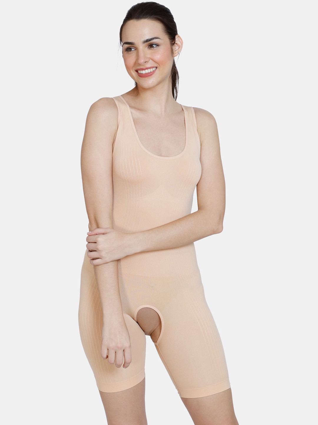 Buy online Beige Solid Body Suit Shapewear from lingerie for Women by Zivame  for ₹969 at 35% off