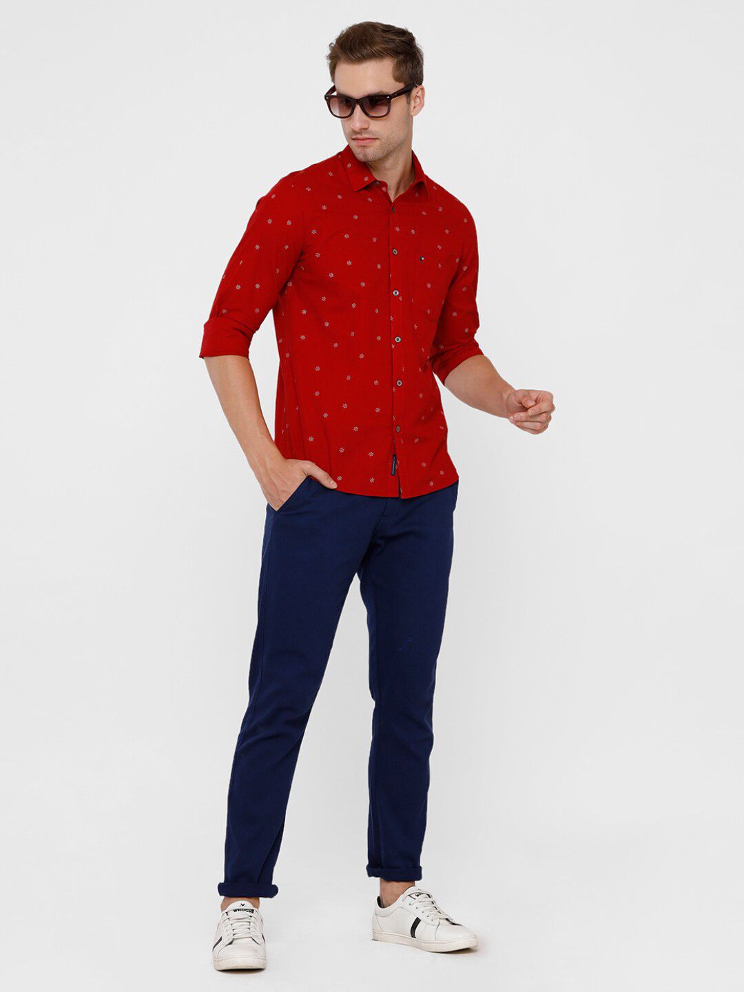 Buy CAVALLO By Linen Club Men Red Printed Linen And Cotton Shirt