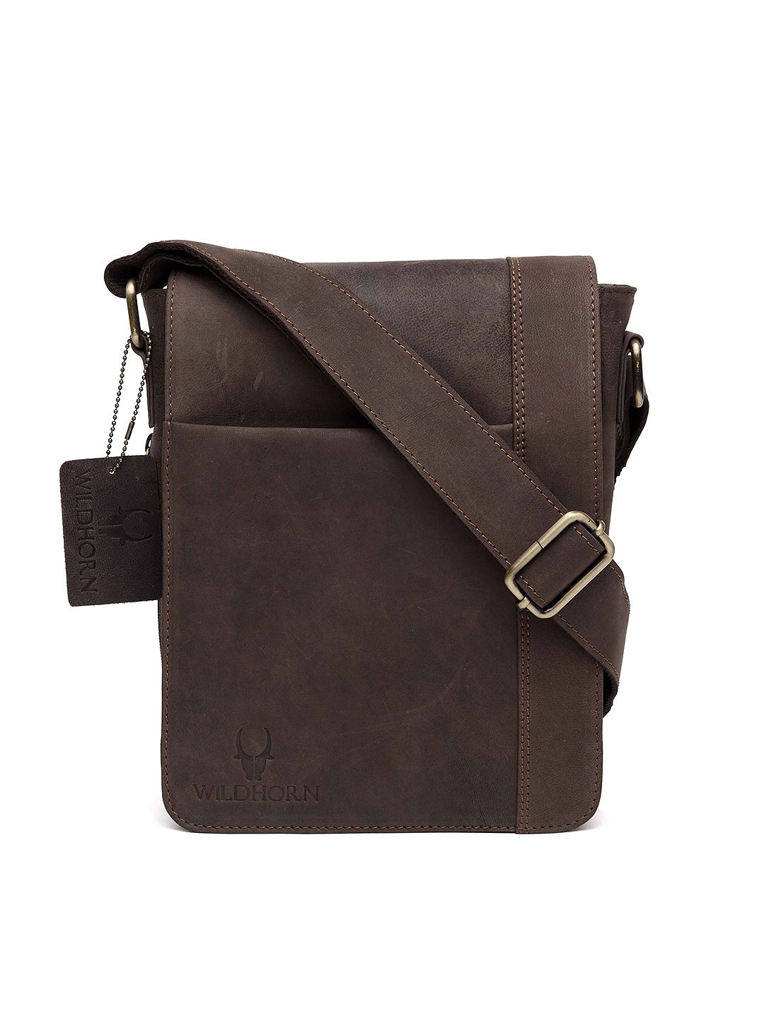WildHorn Men Brown Genuine Leather Messenger Bag-picture-23