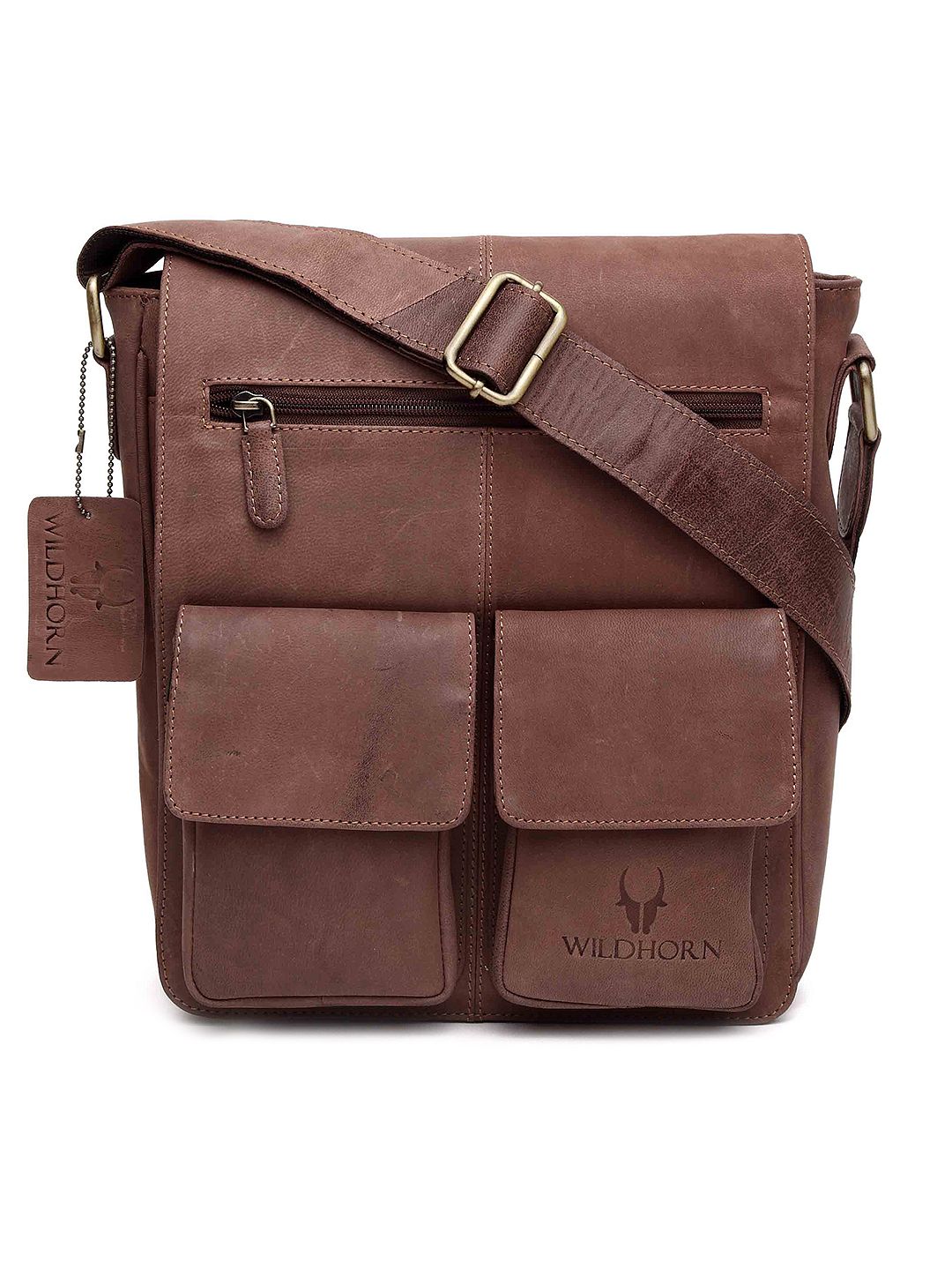 WildHorn Men Brown Genuine Leather Messenger Bag-picture-25