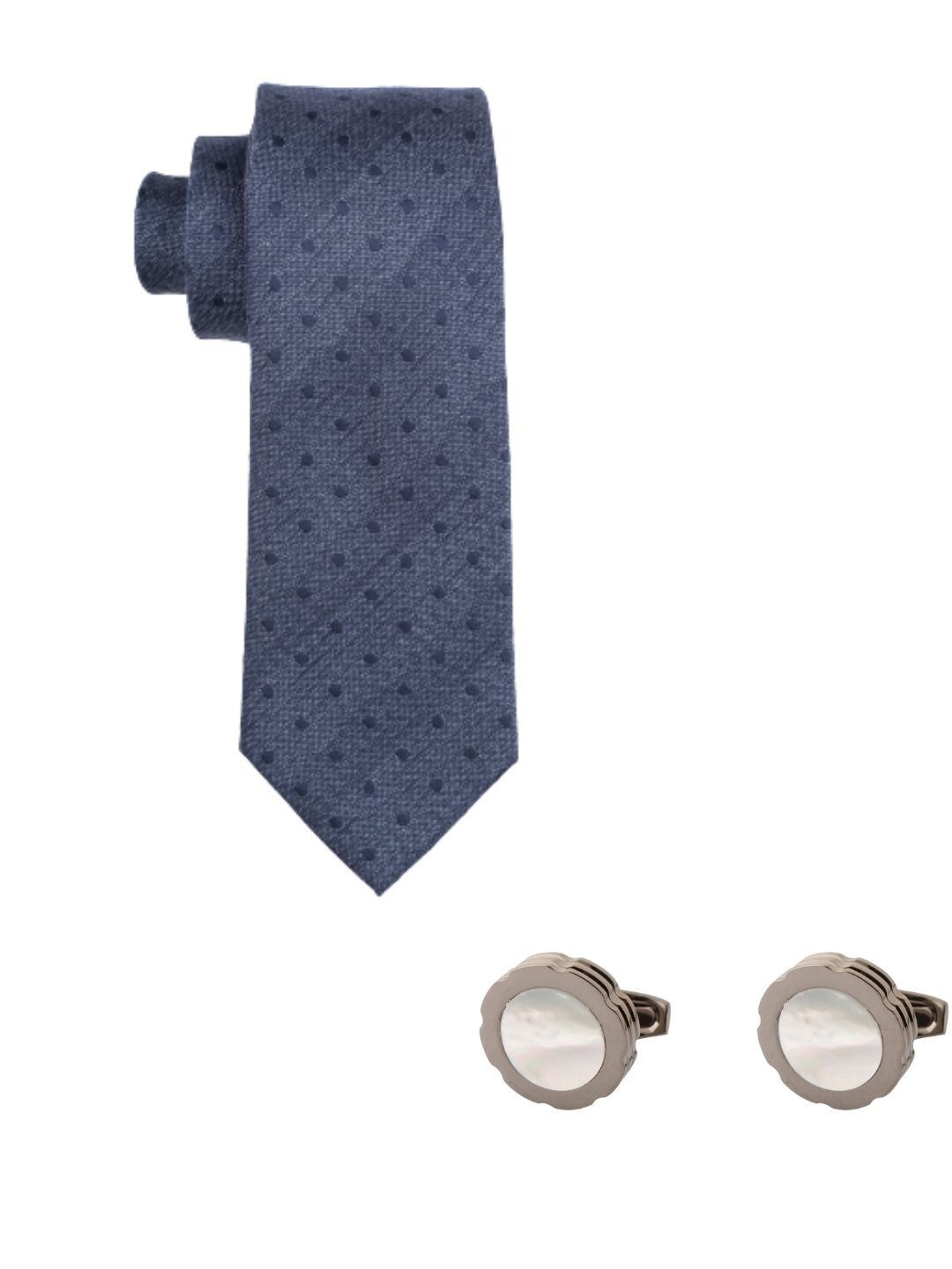 The Tie Hub Men Navy Blue Printed Broad Tie-picture-16
