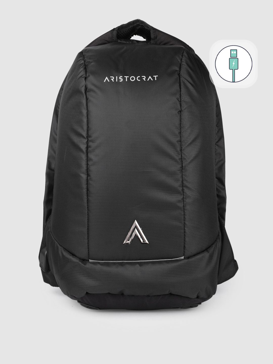 Aristocrat Unisex Black Solid Laptop Backpack with USB Charging Port