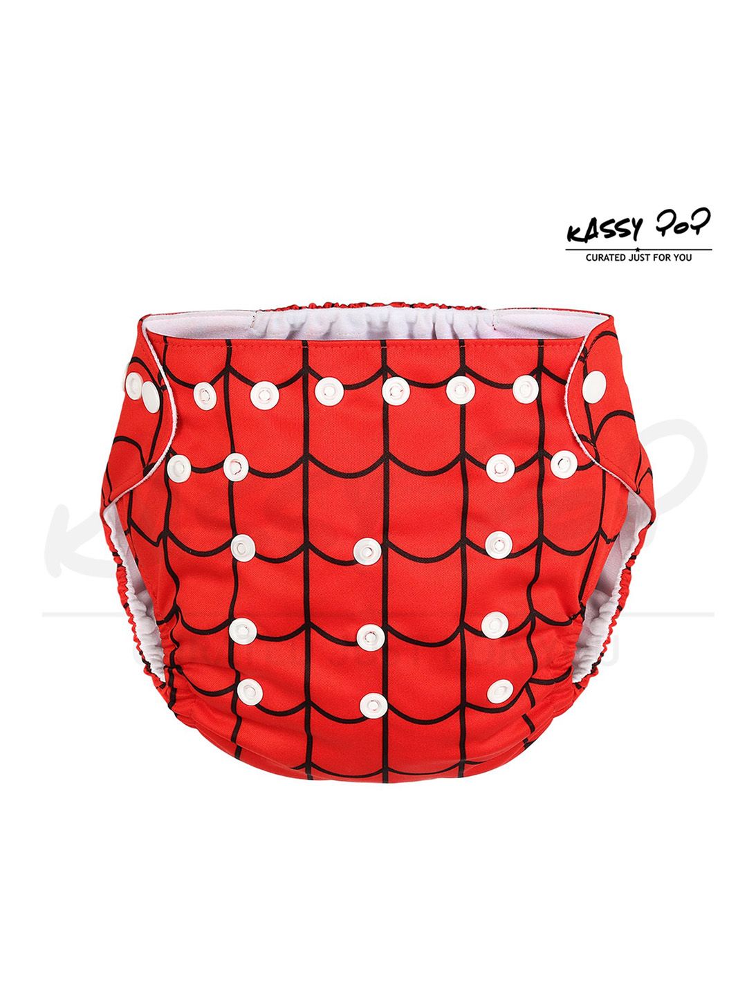KASSY POP Infants Red & Black Checked Reusable Diaper-image-32