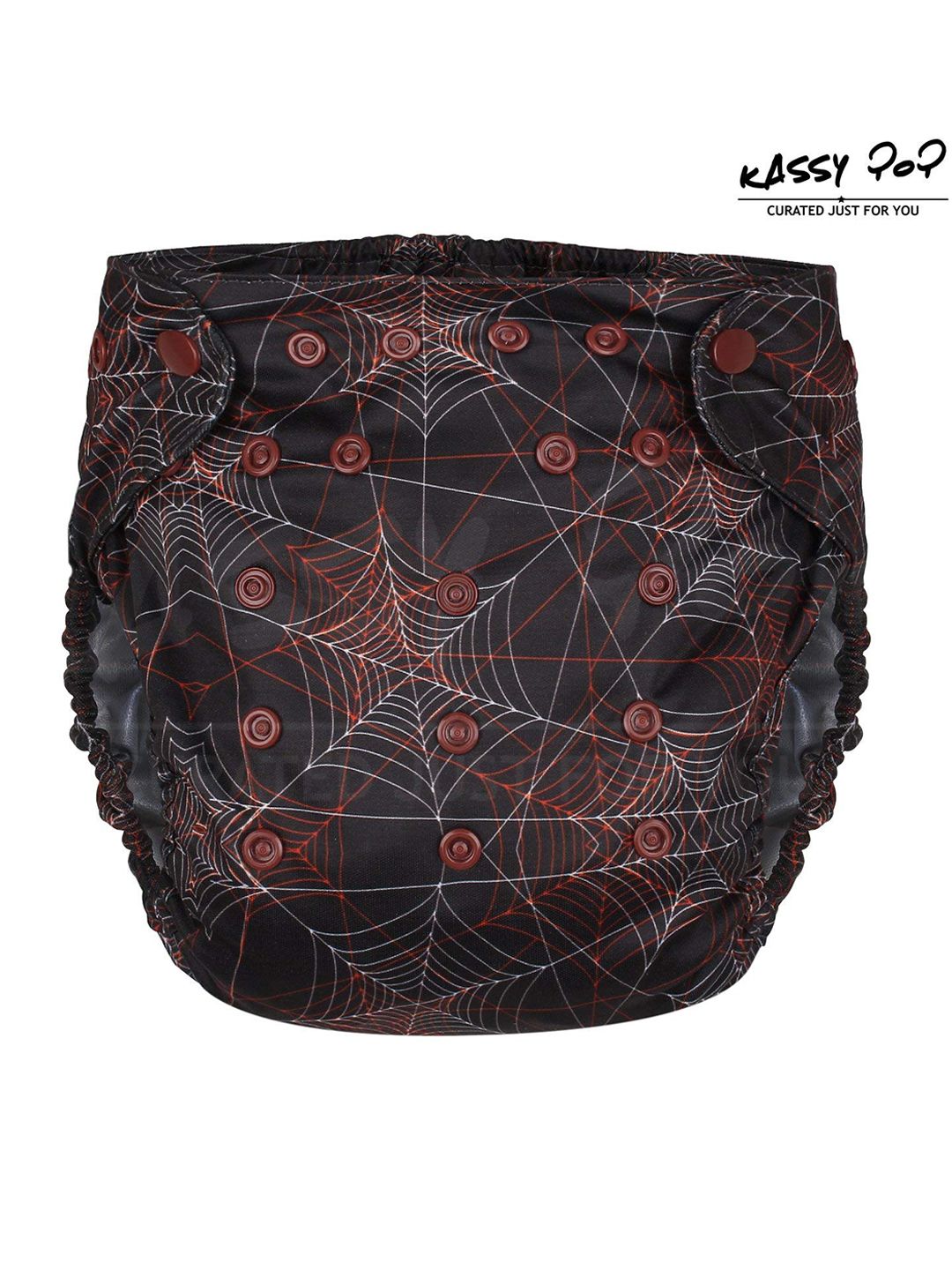 KASSY POP Infant Black & Maroon Printed Cotton Reusable Diaper-image-0
