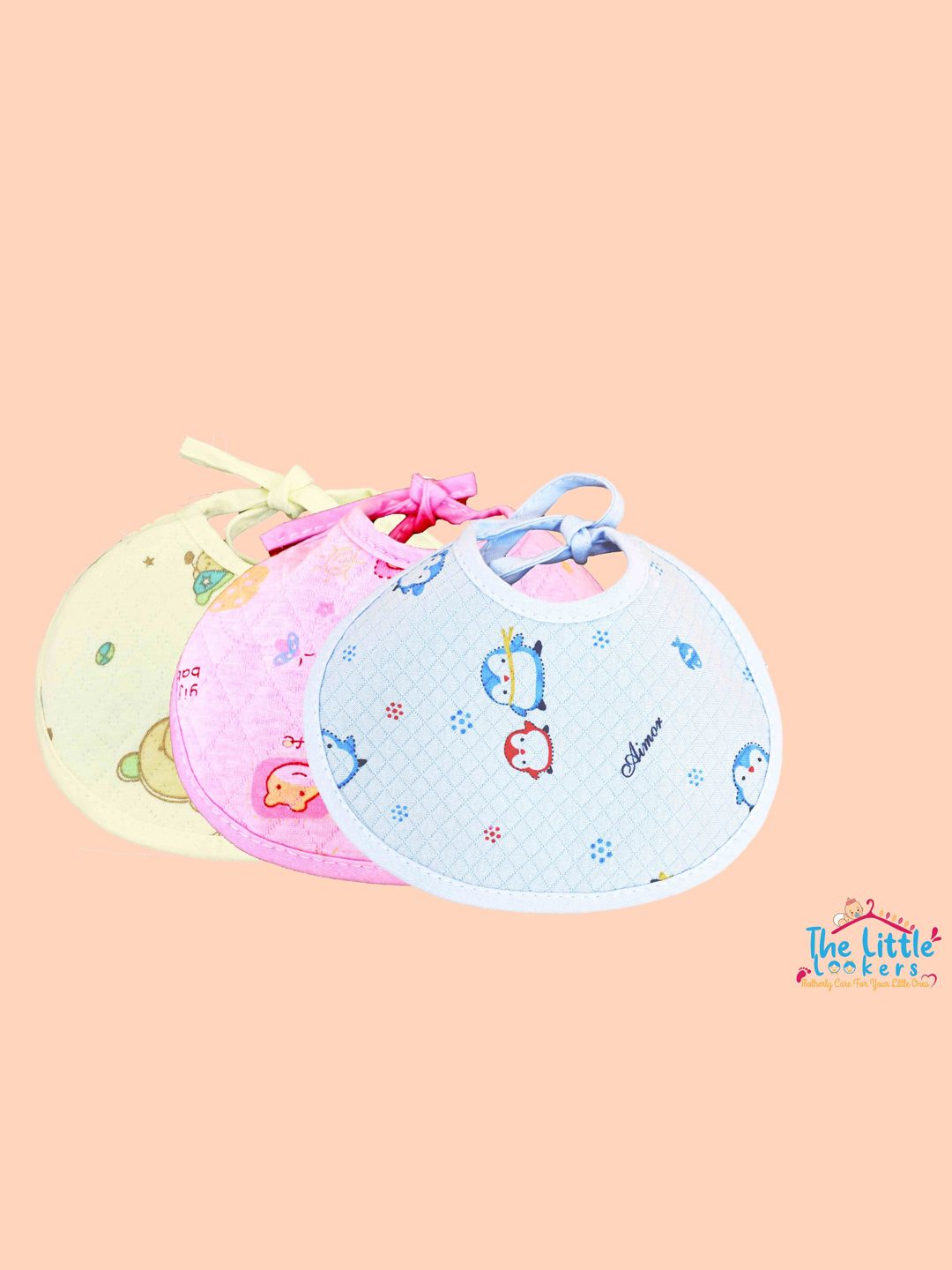 The Little Lookers Unisex Infant Pack of 3 Multicolour Printed Bibs-picture-54