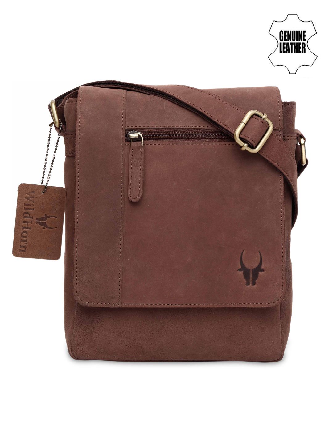 WildHorn Men Brown Genuine Leather Messenger Bag-picture-19