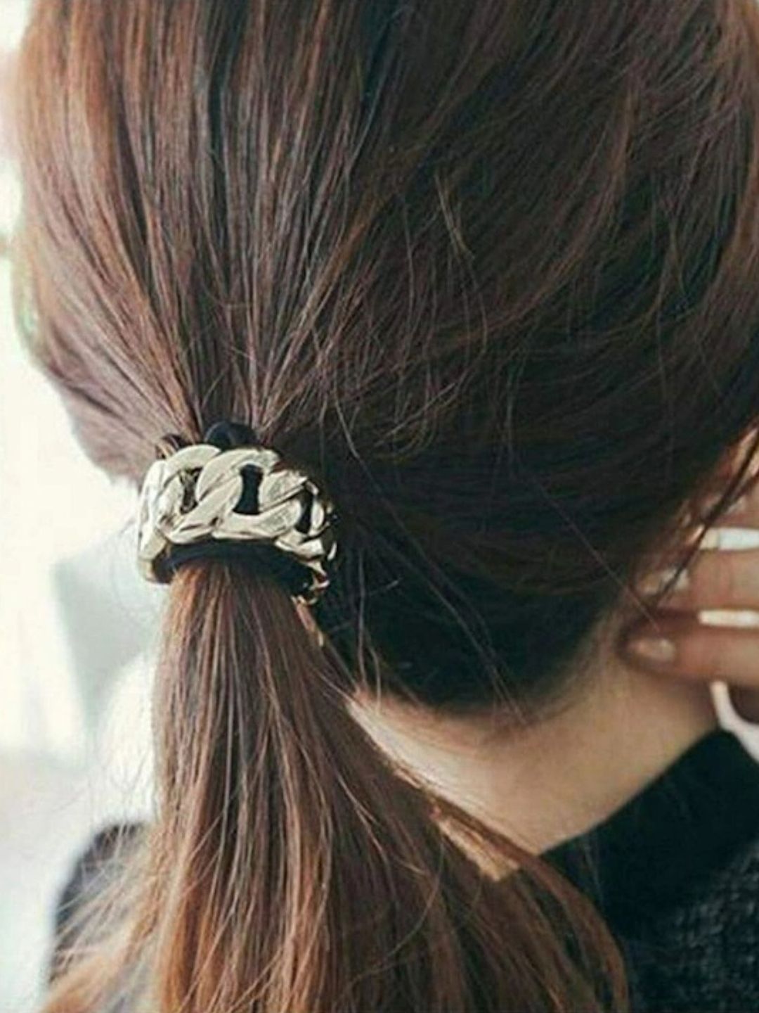 OOMPH Women Gold-Toned & Black Embellished Ponytail Holders-image-35