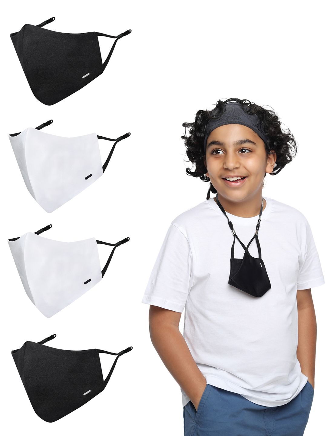 MASQ Kids Pack Of 4 4-Ply Reusable Anti-Pollution Cloth Face Masks